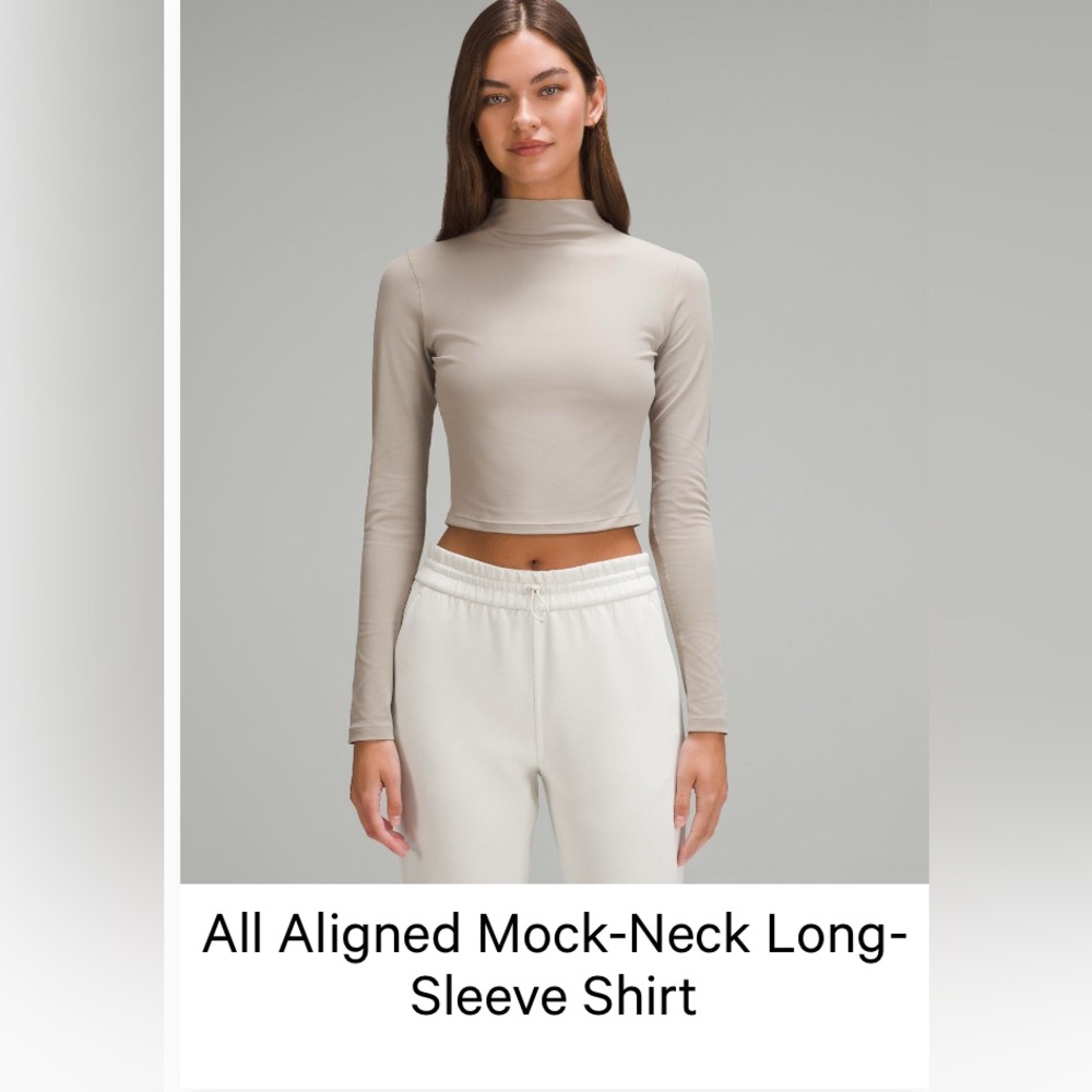 Lululemon All Aligned Mock- Neck Long Sleeve Shirt Riverstone 10